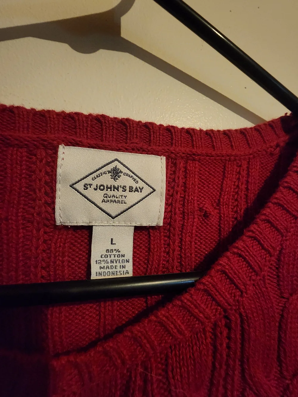 St. John's Bay Red Cable Knit Scoop Neck Sweater